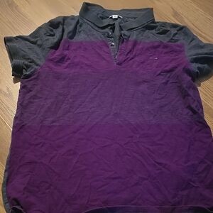 Calvin Klein Polo Shirt in Purple and Gray with Color Block Design